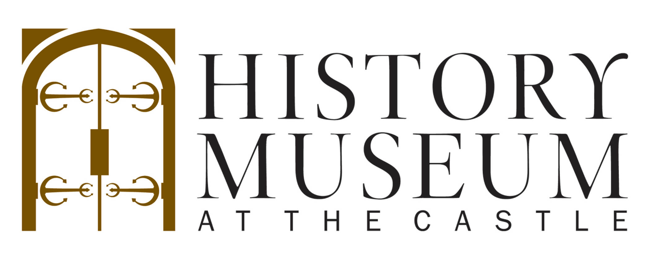 History Museum at the Castle logo in with brown doors and black text.